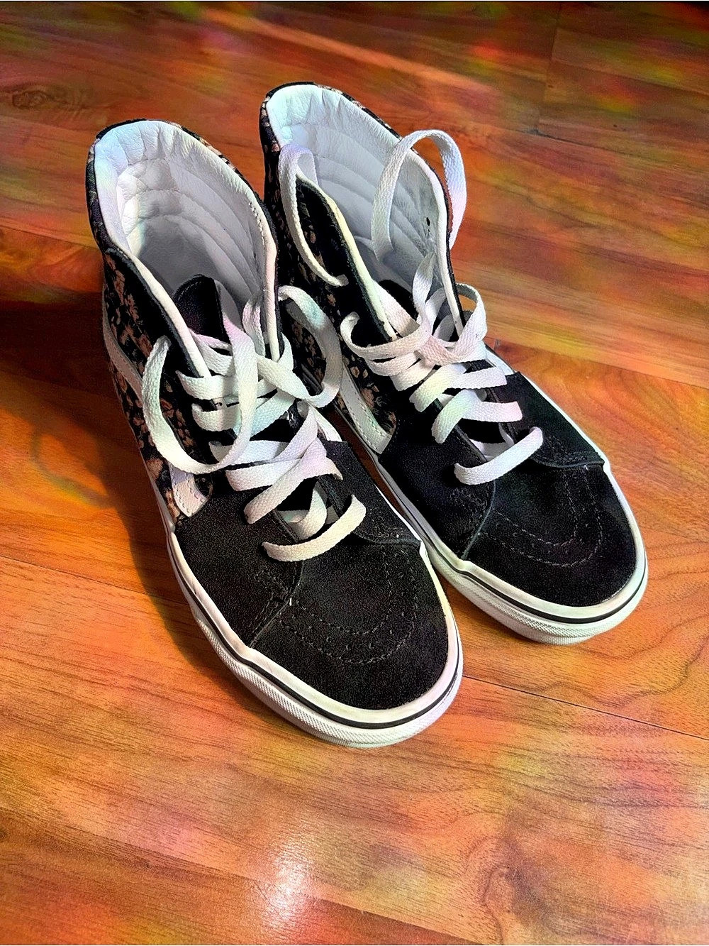 Vans Sk8-Hi Floral Black High-Top Sneakers Black & White US 6.5 W